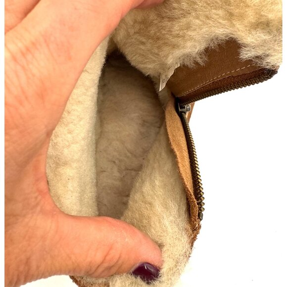 UGG Kayel Women's Chestnut Suede Shearling-Lined Ankle Boots Side Zipper Size 8 - Picture 10 of 12